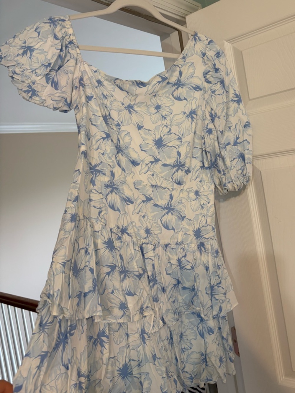 Blue Hello Molly Floral Puff-Sleeve Dress